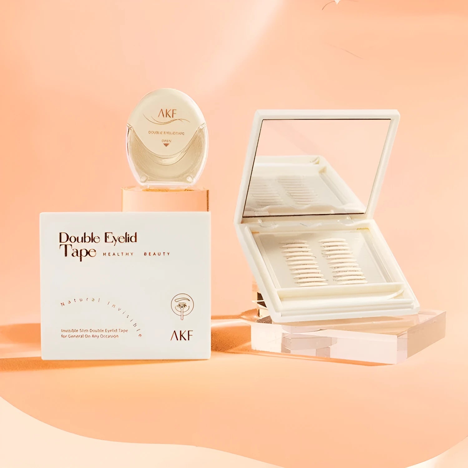 Roll of invisible lace double eyelid stickers in choice of Crescent or Olive styles, 120 count.