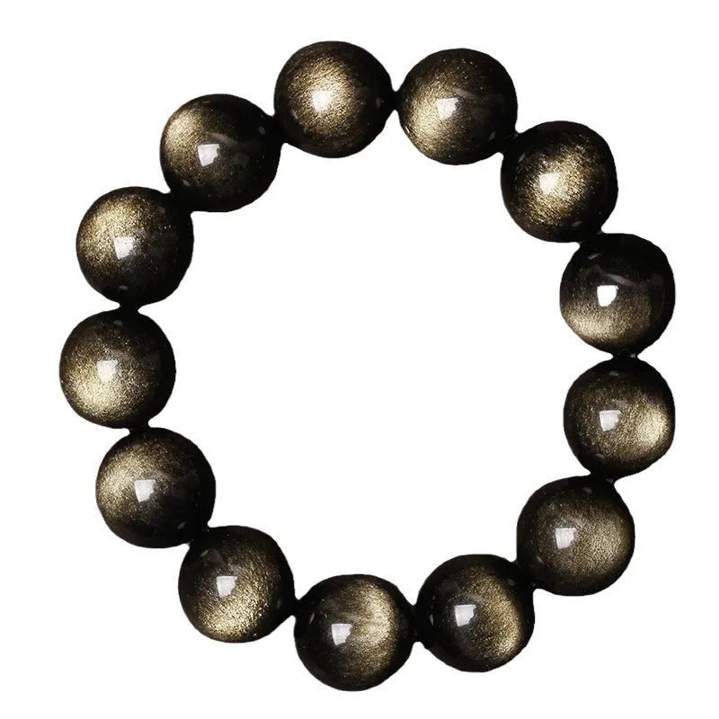 Hand-woven obsidian couple bracelet set with year of birth engraving in ethnic unisex style