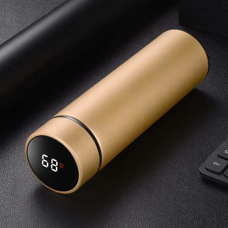 450ml stainless steel vacuum-insulated water bottle in black, red, gold, blue, and colour-changing temperature-sensitive versions.