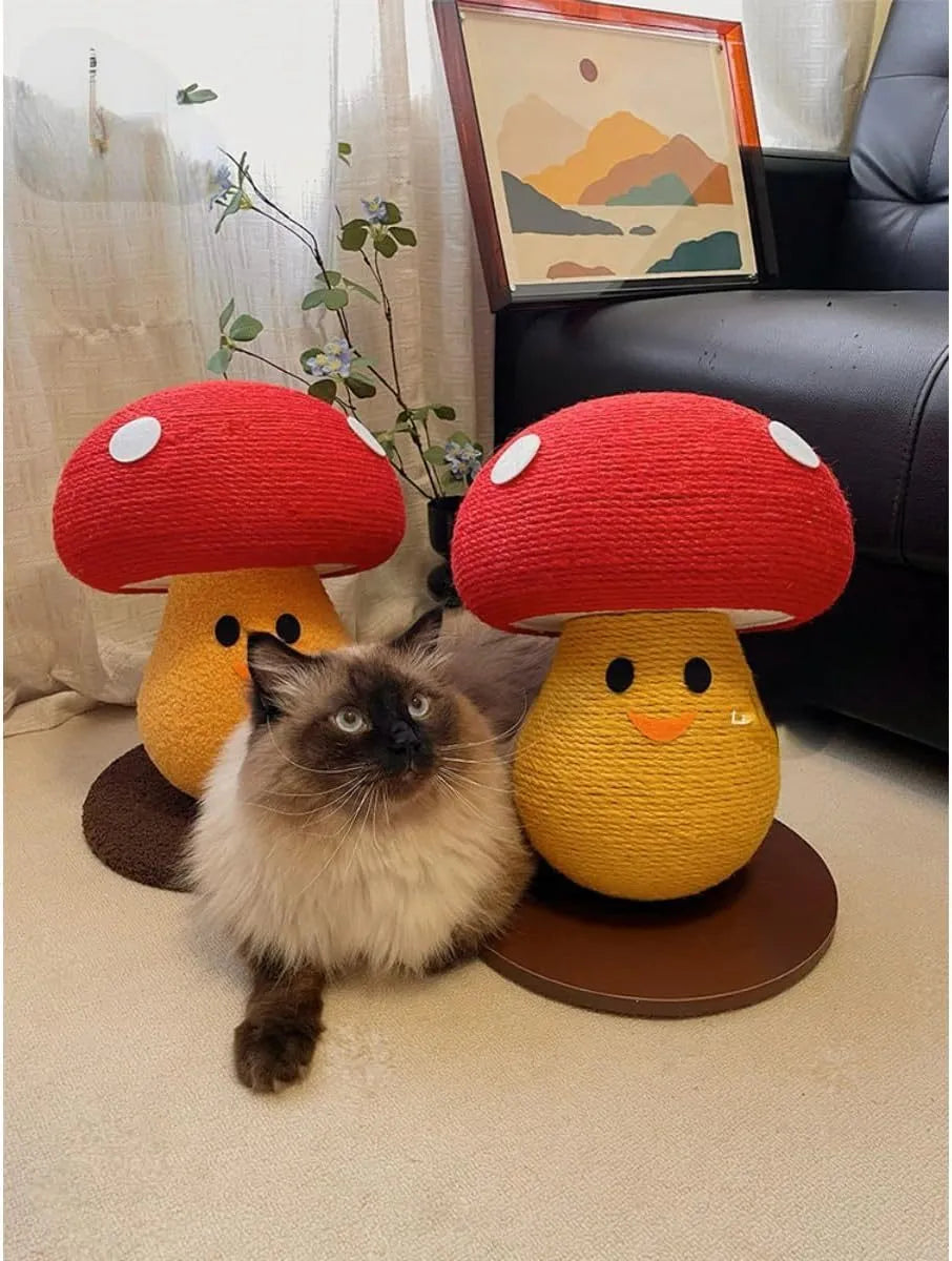 Foldable accordion design cardboard cat scratcher with round mushroom shape for furniture protection