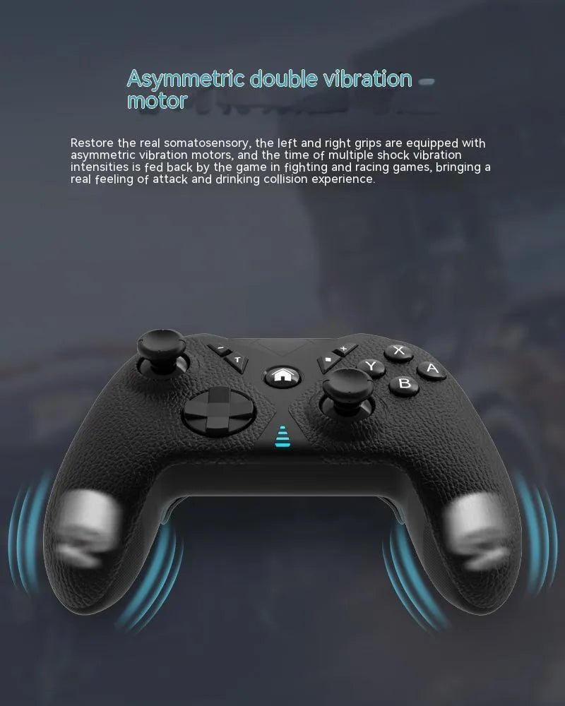 Black wireless Bluetooth game controller with leather texture for Nintendo Switch and mobile phones