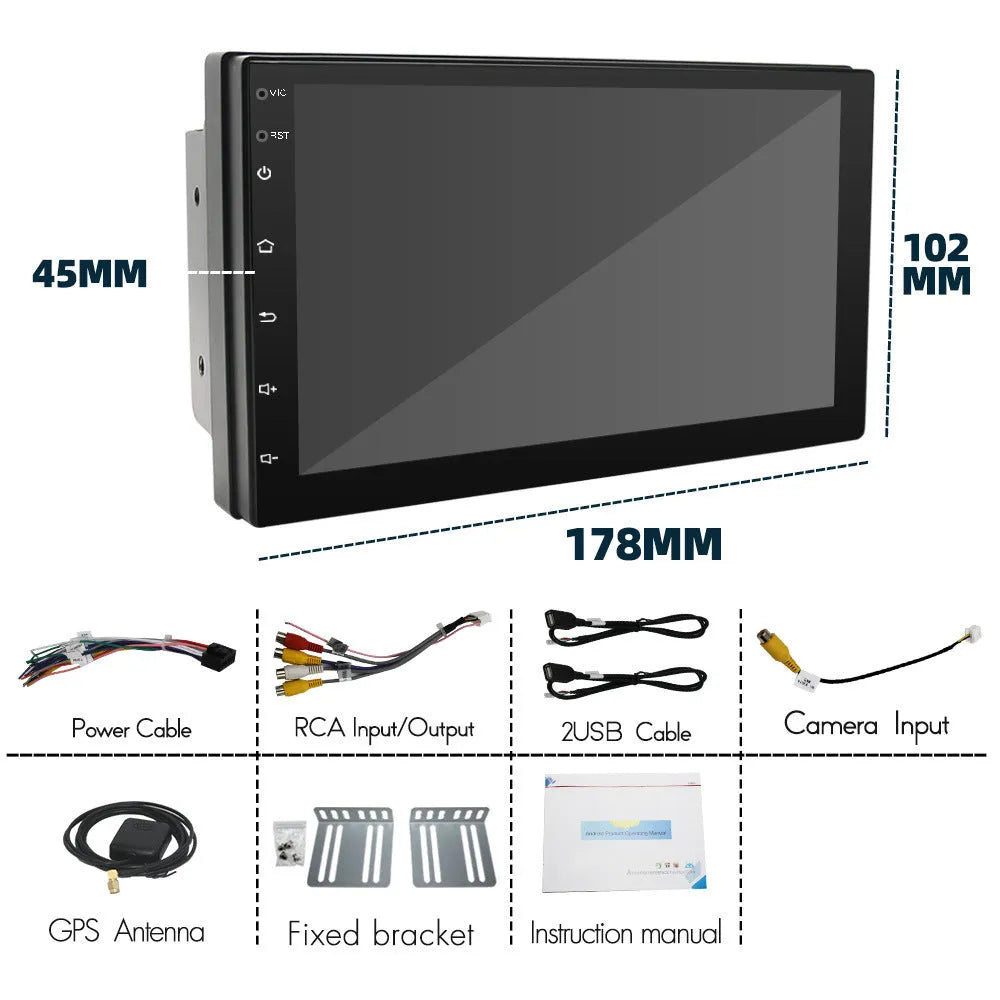 Black universal CarPlay MP5 player with 7-inch screen for GPS navigation and radio in vehicles
