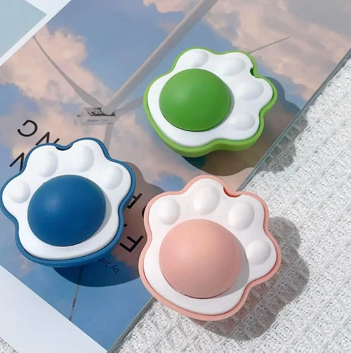 Set of four coloured catnip balls for dental cleaning and play, showing 45mm size
