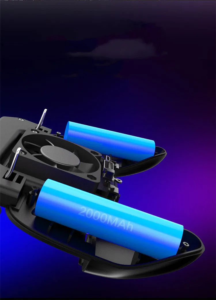 Black USB mobile game controller for smartphones with aluminium alloy trim and labelled action buttons.