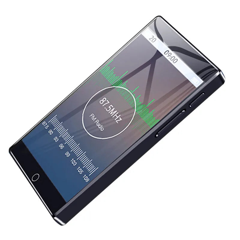 Black Ruizu H1 8GB portable MP4 player with 4-inch touch screen showing media interface