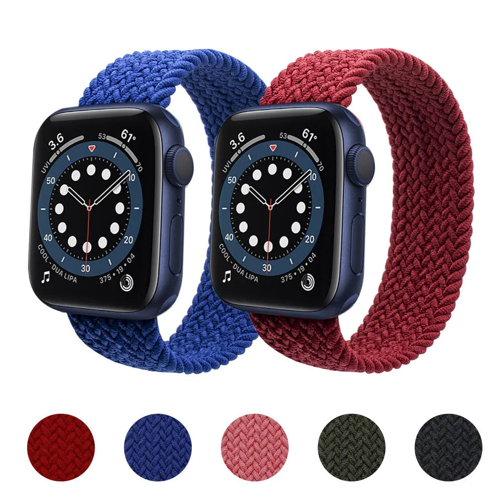 Apple Watch compatible woven strap in multiple colours with plastic connector head