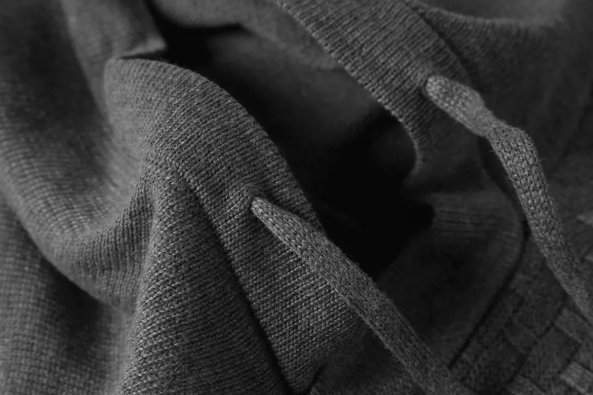 A men's hoodie sweater in a cotton-polyester blend, shown in one of nine available colours including black, navy, or grey.