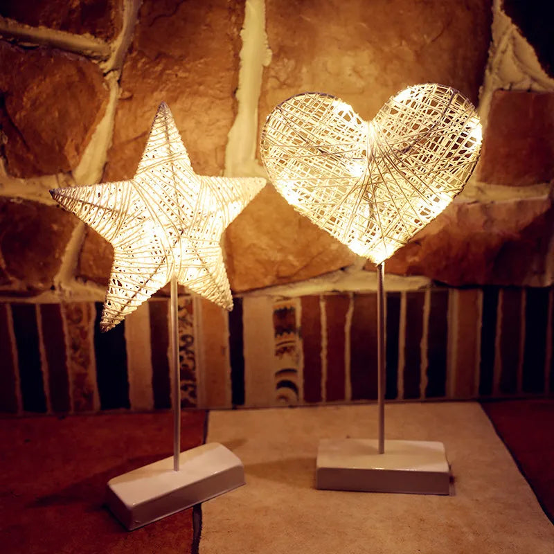 LED rattan star lamp with copper wire frame measuring 23x40cm for bedroom decoration