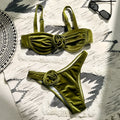 Women's 3D flower swimsuit in A371 Green with floral pattern and brief style design