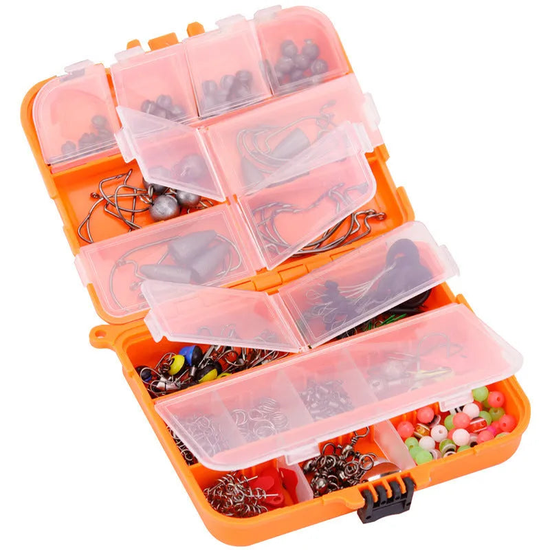 Weihe 257-piece fishing lure accessories kit in ABS storage box for Texas rigs and sea fishing