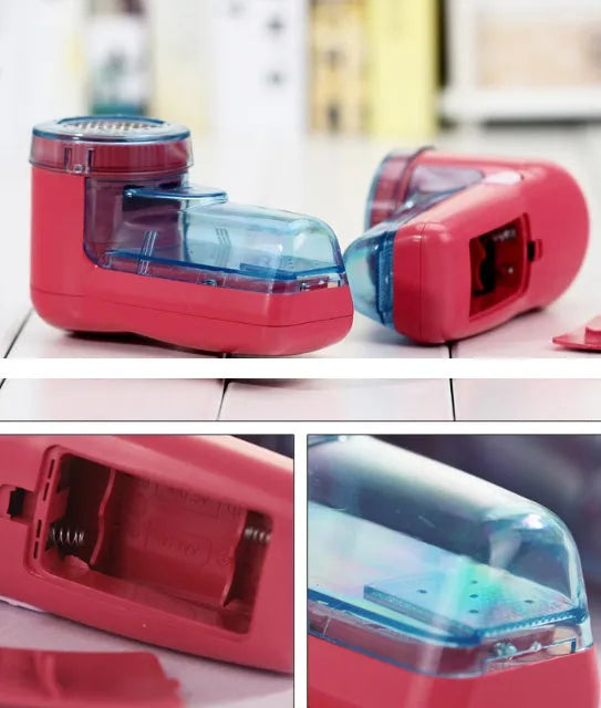 Portable electric lint remover for clothing on a white background
