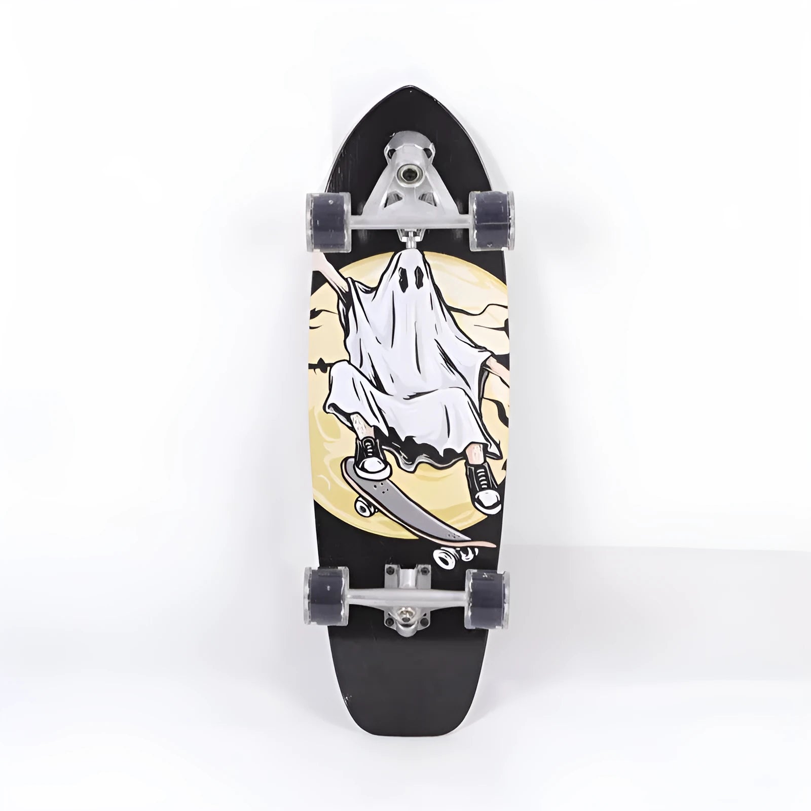 White wooden street scooter with 31-inch maple deck for unisex urban transport