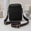 Solid colour women's crossbody phone bag in black, beige, khaki, or green.