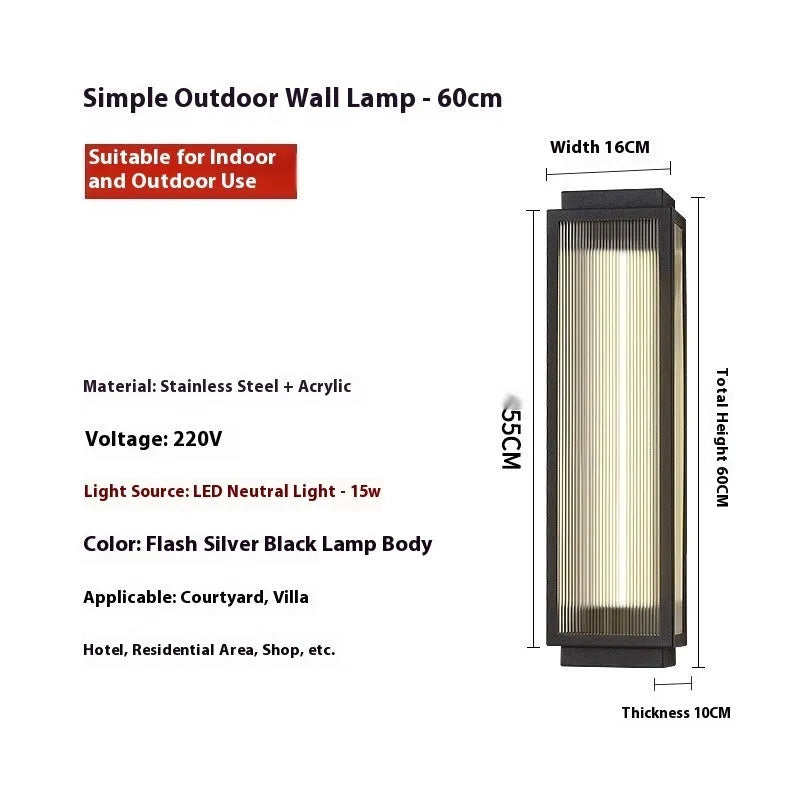 Stainless steel outdoor wall lamp with waterproof rating for garden installation