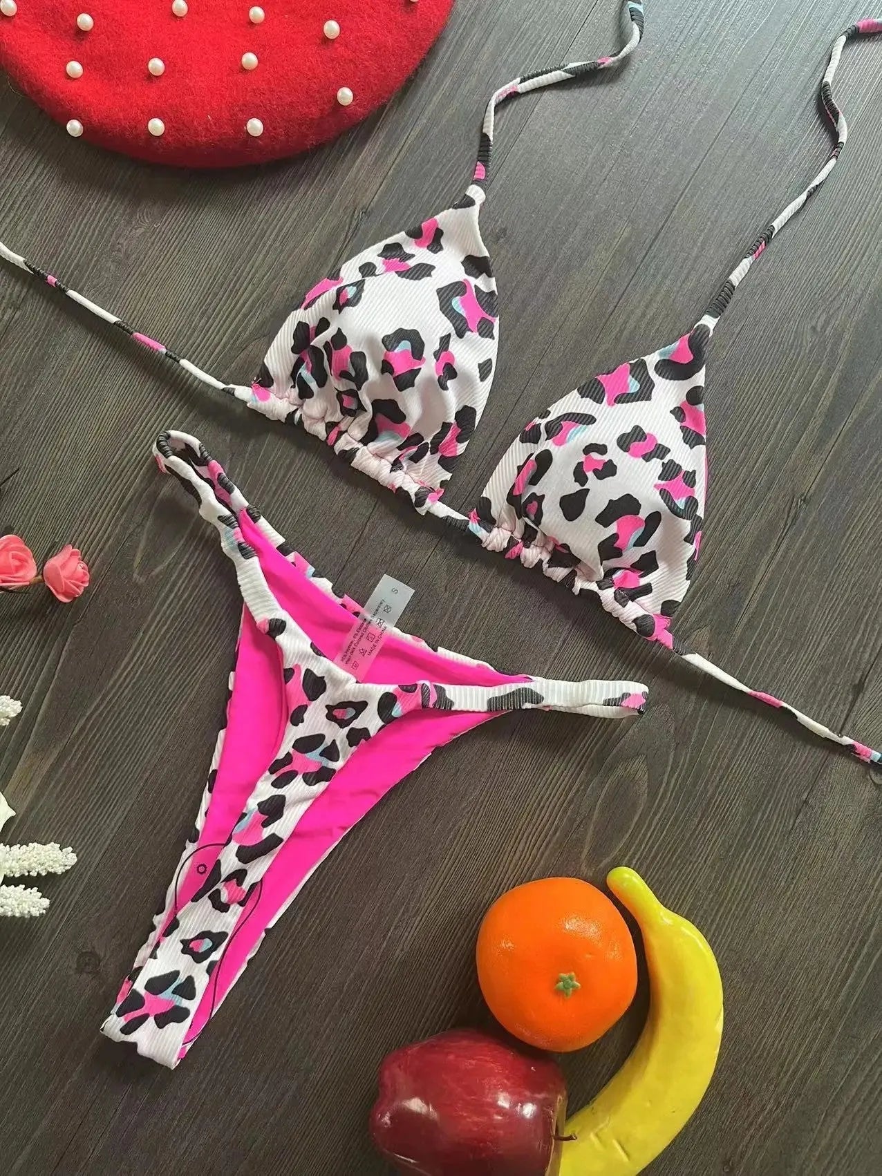 Women's printed bikini swimsuit with quick-drying nylon fabric and cotton lining in colour pattern RT2110