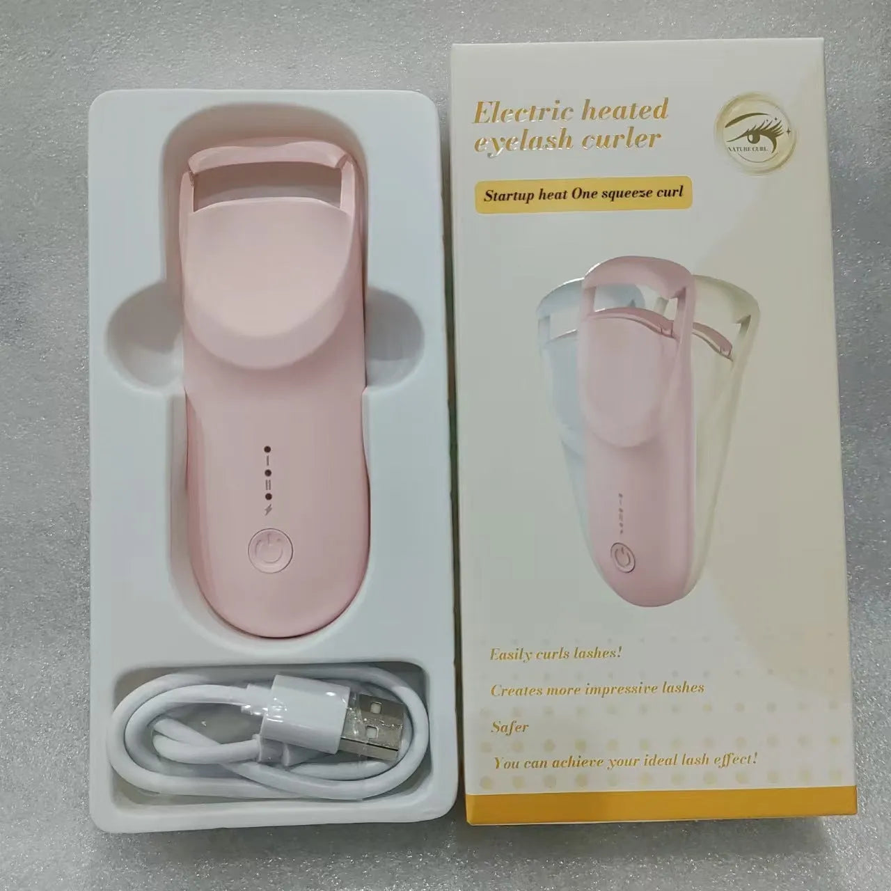 Plastic USB rechargeable electric heating eyelash curler in choice of colours
