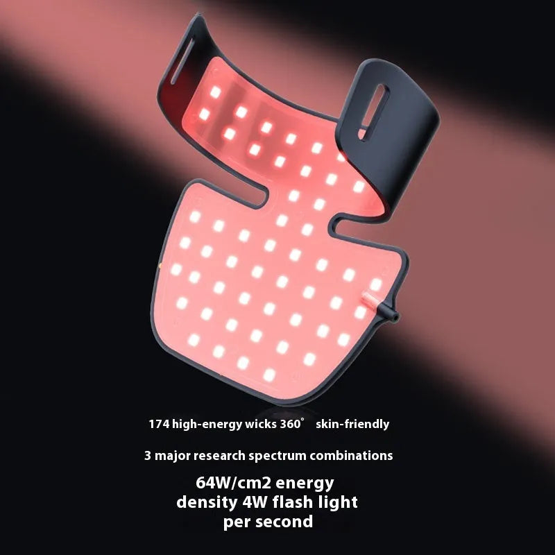 Black LED photon therapy face mask for home skin care treatment.