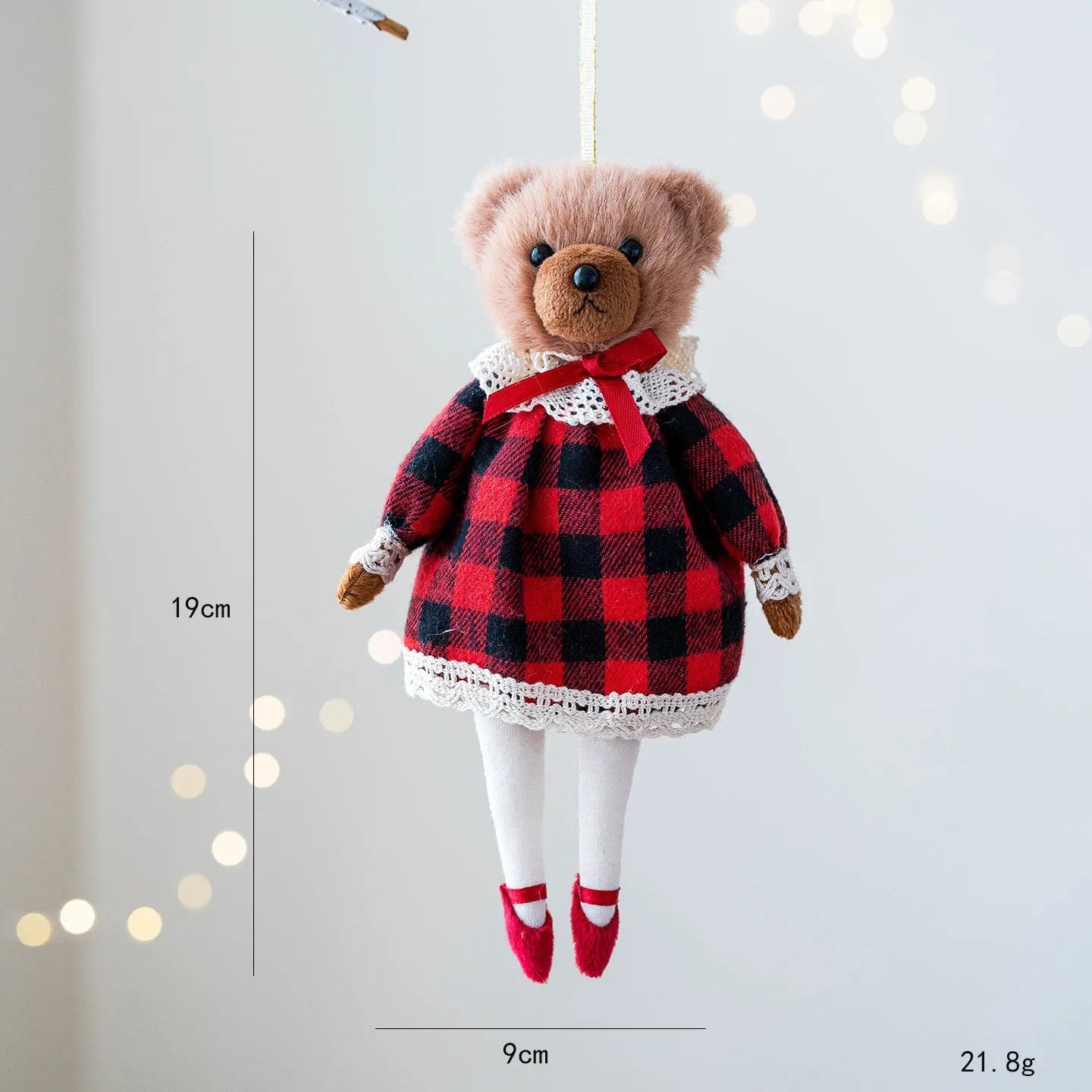 Gentleman and princess plush bear doll couple in matching cotton suit plaid fabric