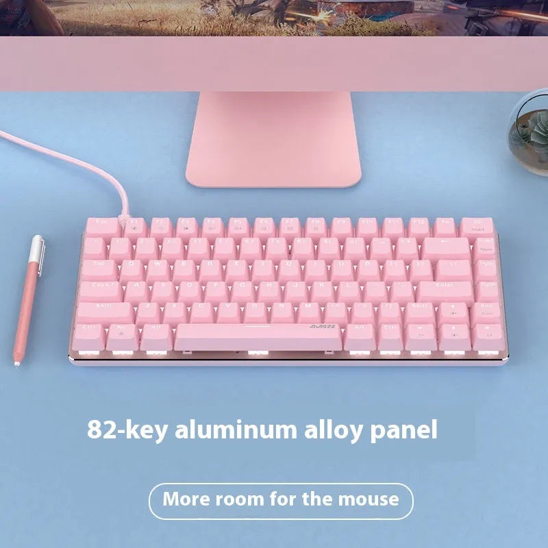 82-key mechanical keyboard with metal housing and white backlight illumination