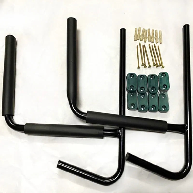 Carbon steel kayak and surfboard wall storage hanger rack for garage mounting