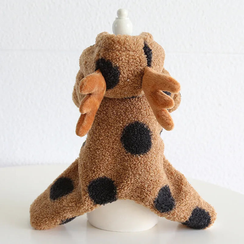 Polka dot elk couple pet costume for dogs and cats in skirt or four-leg styles