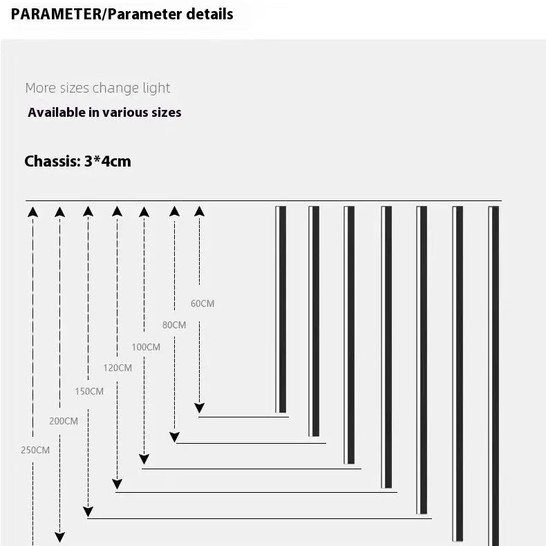 80cm long black aluminium LED strip wall lamp mounted on a wall, showcasing its simple linear design.
