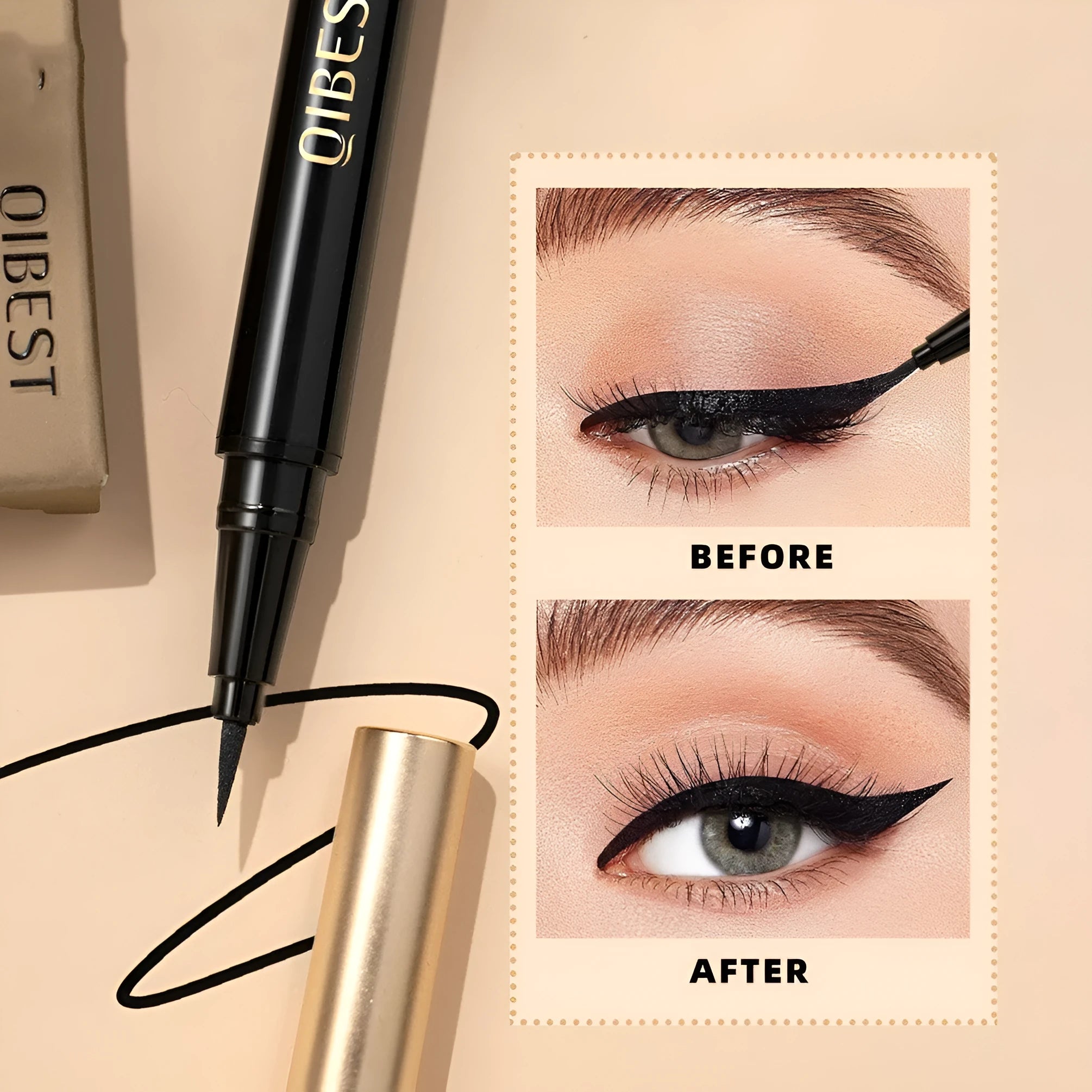 Black liquid eyeliner pen with a sweatproof, quick-drying formula, colour Q2407.