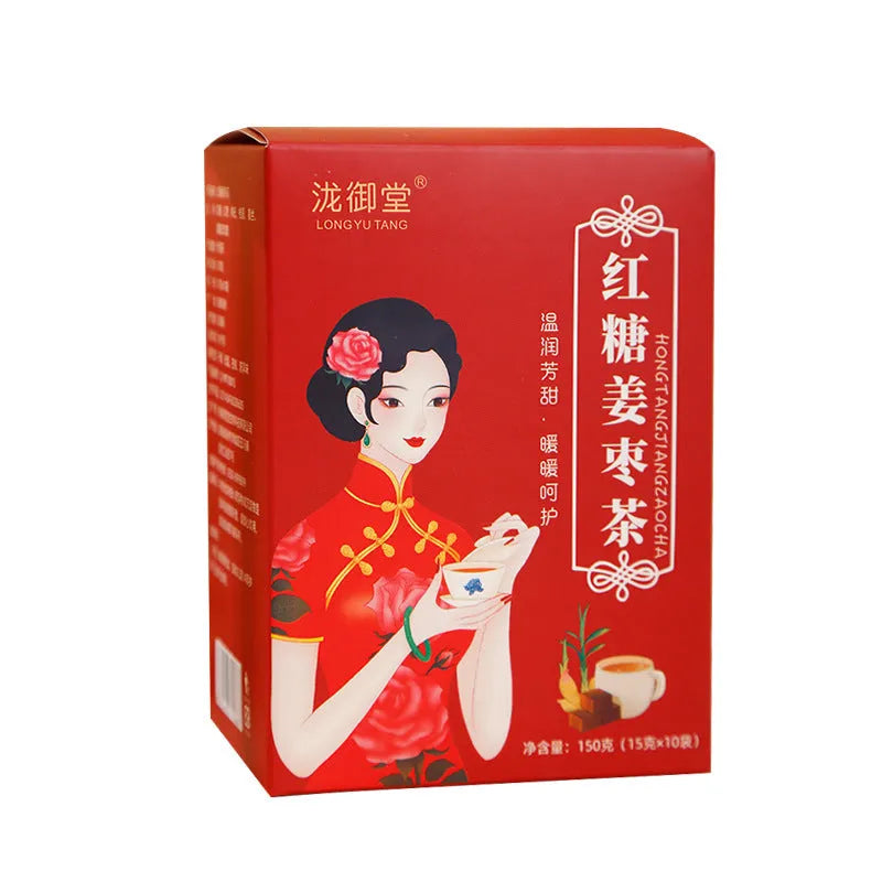 Box of Yuantang brown sugar ginger and jujube tea bags, 150g herbal blend