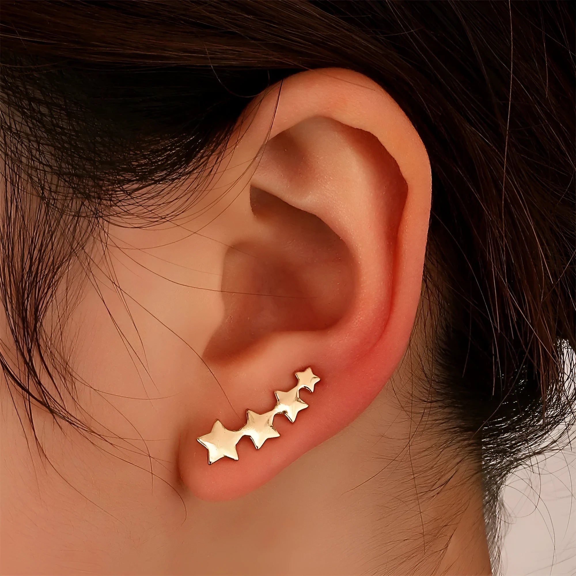 Copper leaf-shaped clip-on earrings for women without pierced ears