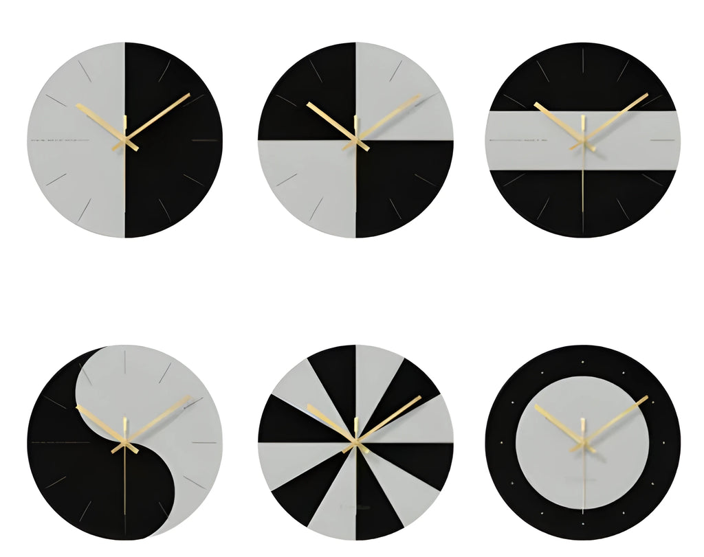 Minimalist round transparent tempered glass wall clock with silent movement on a white wall.