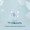 S925 sterling silver Bingyu butterfly necklace with ice rain pendant on O-ring chain