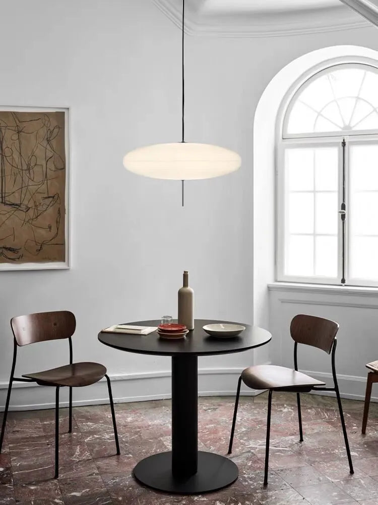Nordic modern art retro UFO chandelier in all white or black and white finish