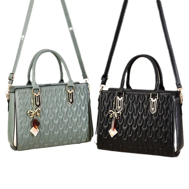 Women's large-capacity messenger bag in street trend style with pocket sandwich design