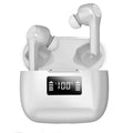 Wireless touch control earphones in black or white with charging case showing NFC pairing capability
