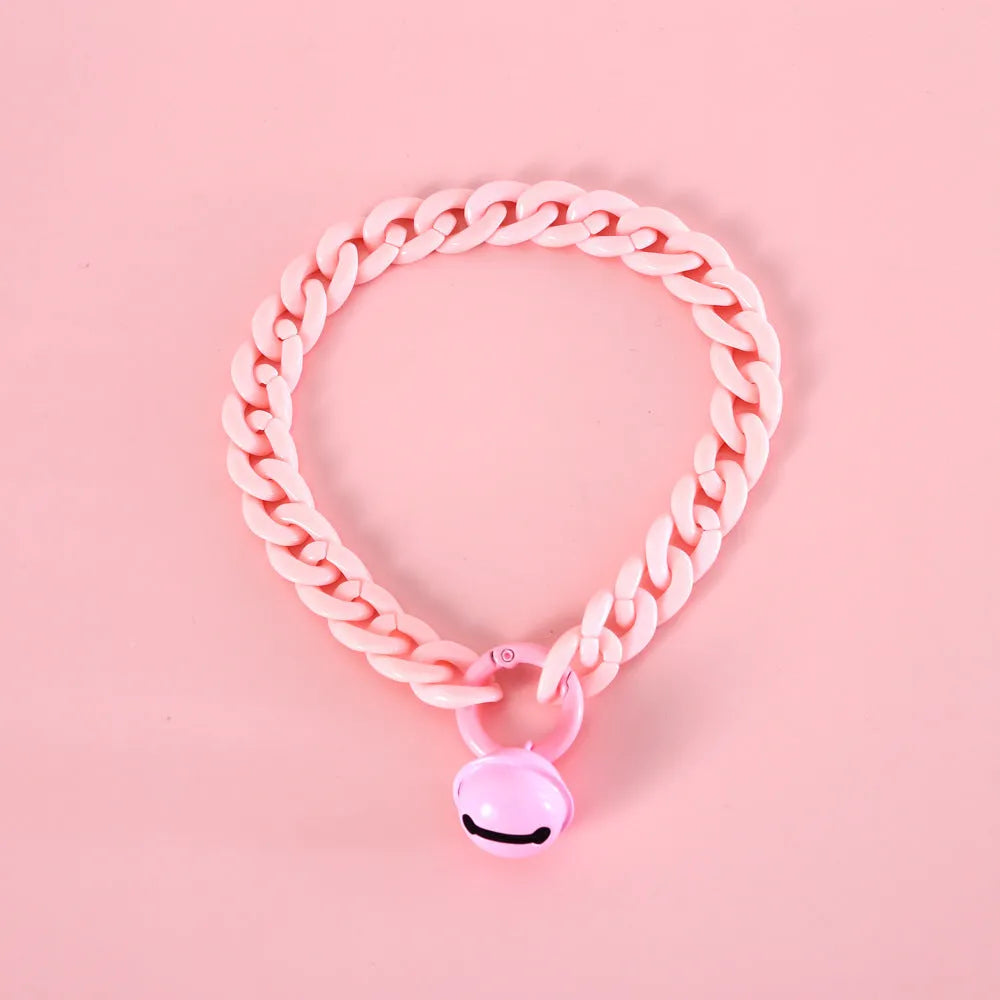 Adjustable pet collar in macaron candy colours with chain detailing for cats, dogs, and rabbits