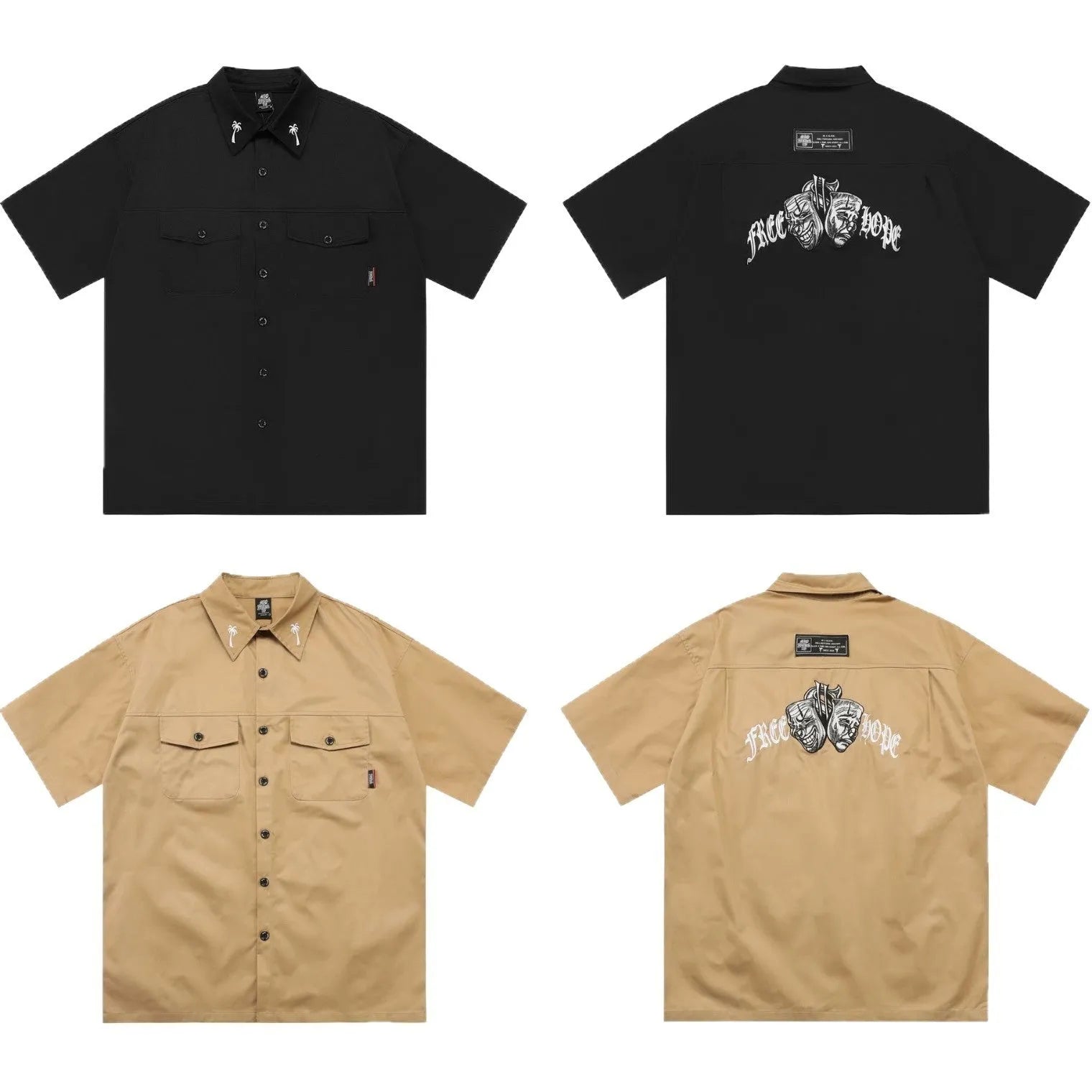Men's loose fit cotton blend work shirt in black colour with half sleeves