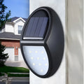 Black rectangular LED solar wall light for outdoor garden or security use