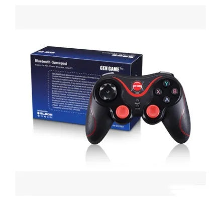 X3 Bluetooth wireless game controller for Android phones with mobile phone clip attached