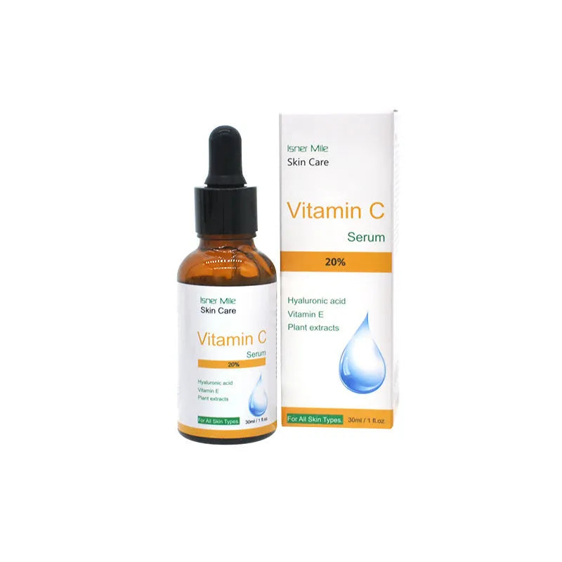 30ml glass bottle of undiluted Vitamin C facial serum essence for skin brightening.