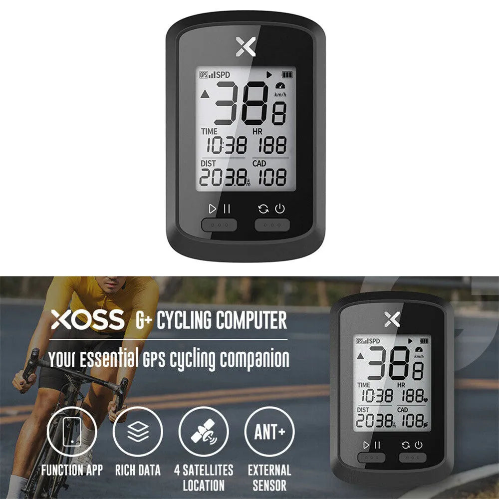 Black plastic bicycle stopwatch with digital LCD display and adjustable nylon wrist strap.
