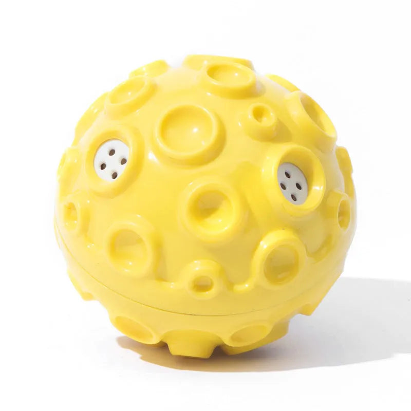 Durable dog toy ball for aggressive chewers with squeaky sound in black, blue, green, orange or yellow