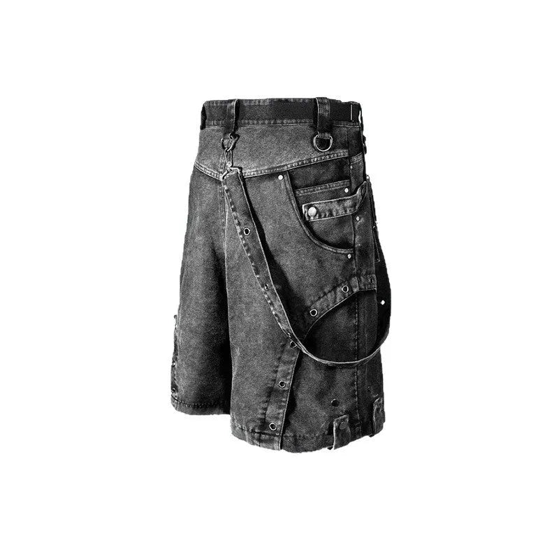 Women's retro style high waist loose fit denim shorts in street style design