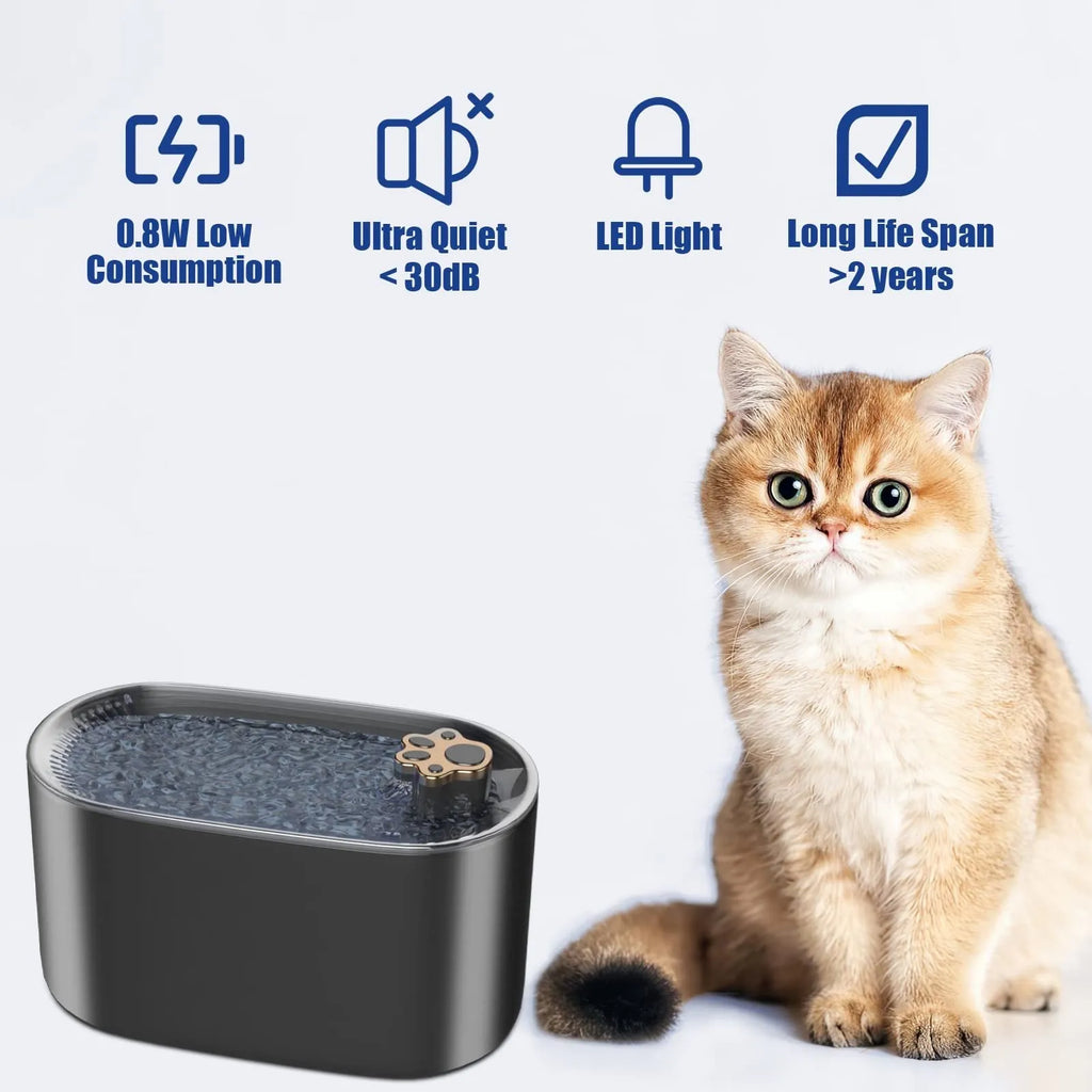 3L capacity automatic pet water fountain with filter in Berlin blue colour, showing pump and LED light