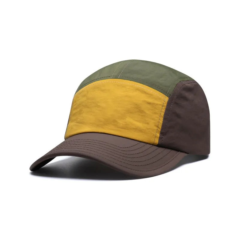 Men's khaki green quick-drying cotton polyester baseball cap with curved brim.