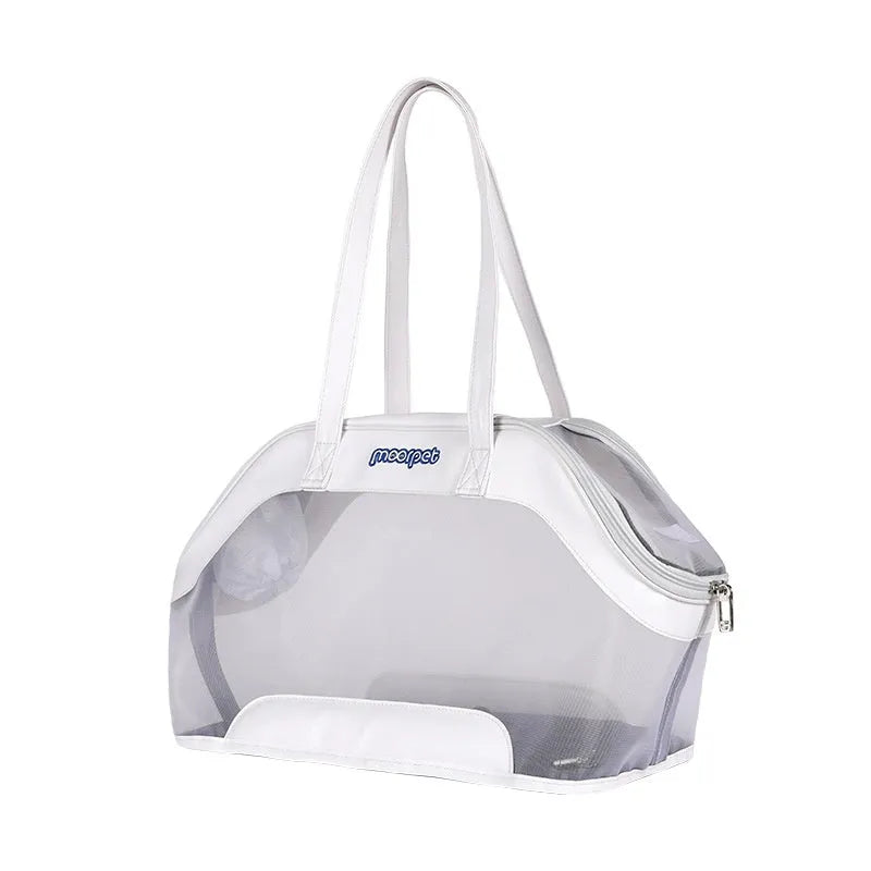 MOORPET leather cat carrier backpack in beige colour with backpack straps and 25-litre capacity