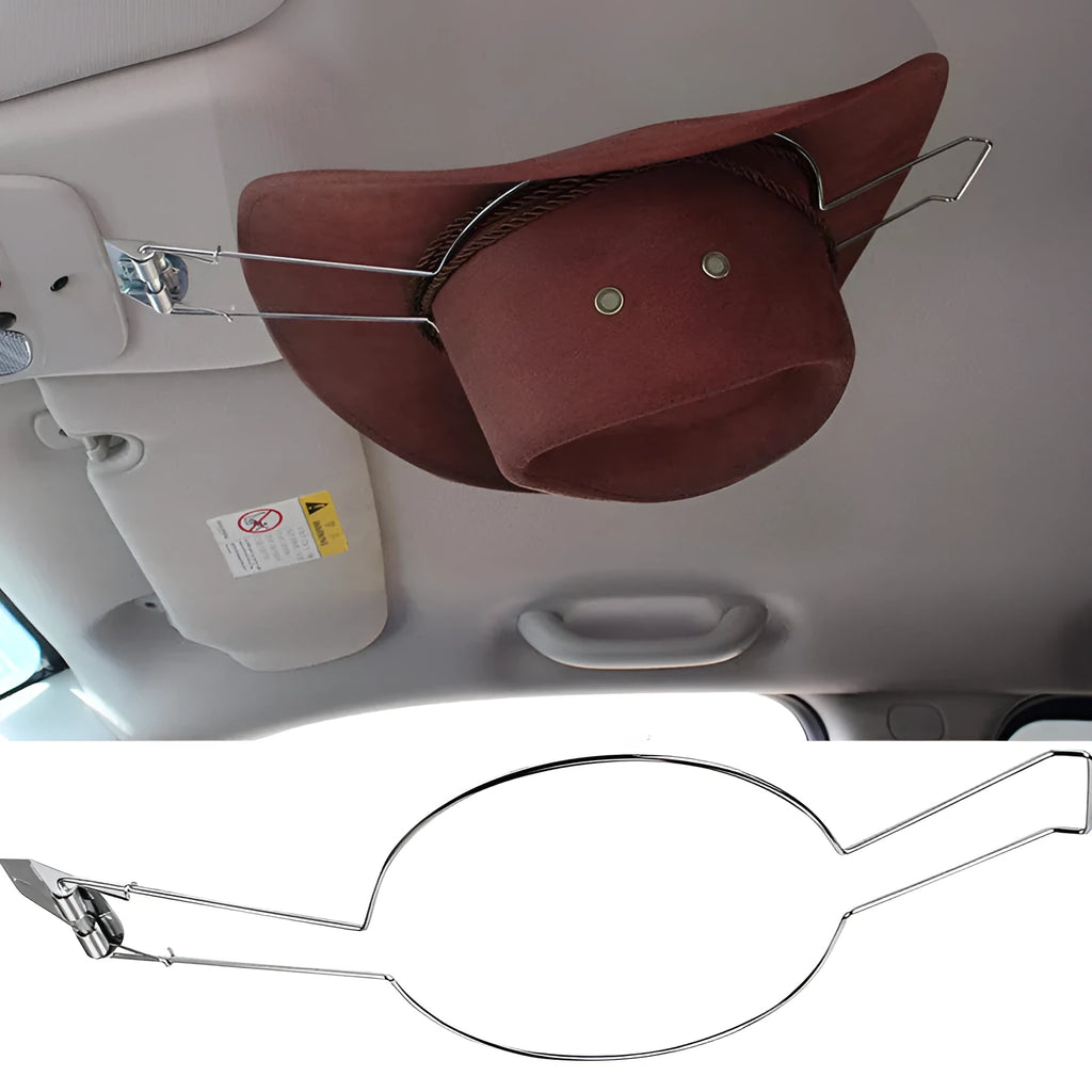 Brown chrome-plated metal car-shaped hat and coat stand for home organisation