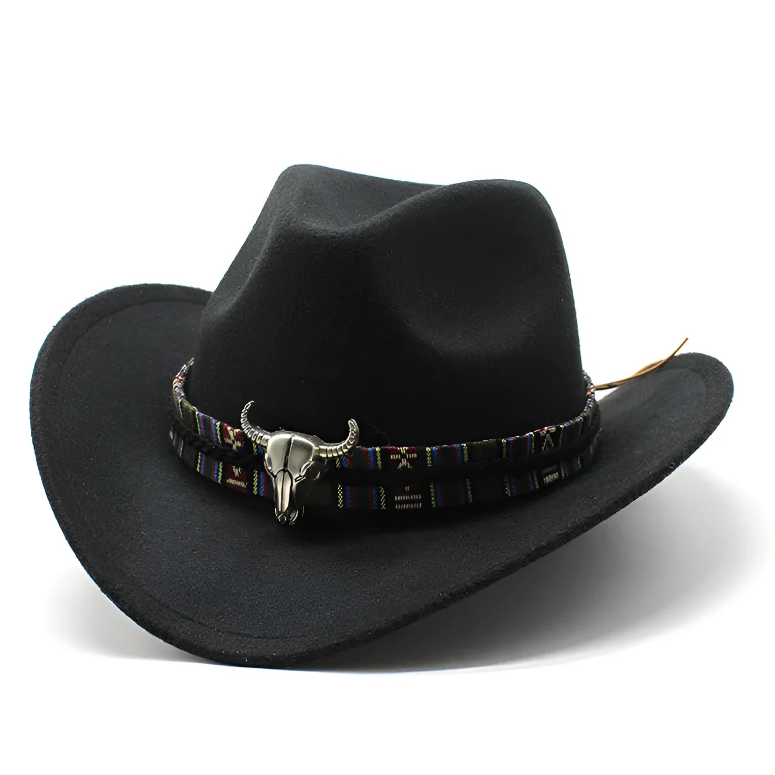 Western cowboy hat with bell crown in polyester fabric, shown in multiple colour options including army green, black and wine red