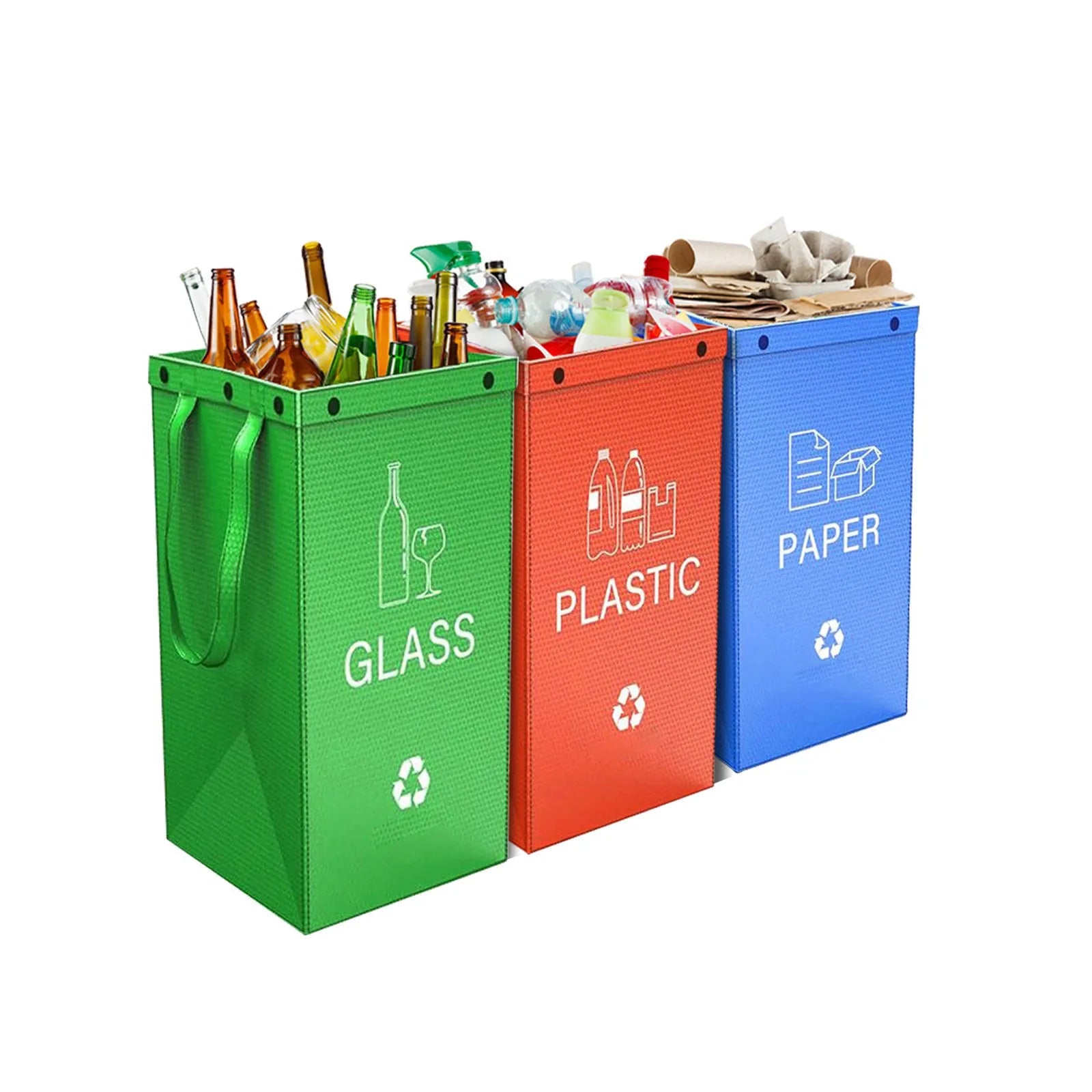 40-litre capacity handbag-style plastic waste sorting bin in a selected colour, showing its dimensions.