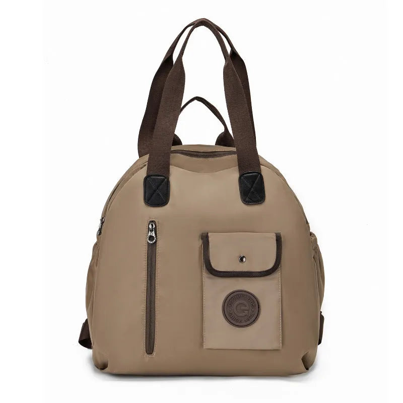 Outdoor backpack showing 48cm height dimensions with nylon material and organisational pockets