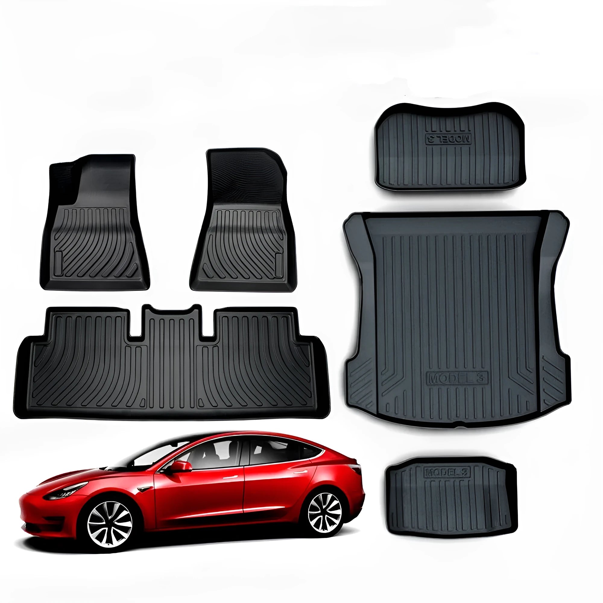 Rubber floor mat with TPE footrest for Tesla Model 3, Y, S, and X cars